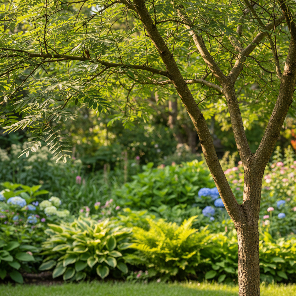 Honey Locust in garden setting
