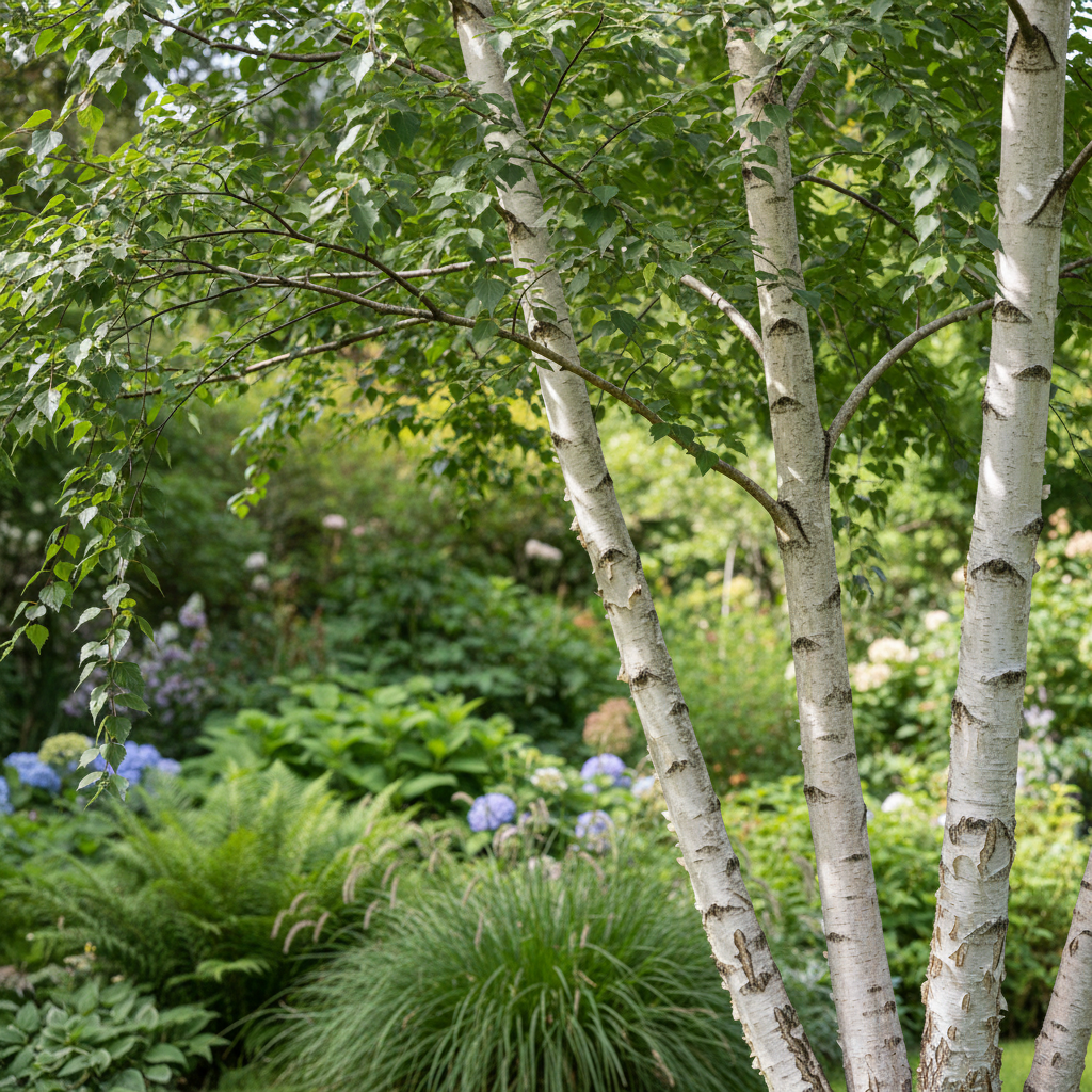 Silver Birch in garden setting