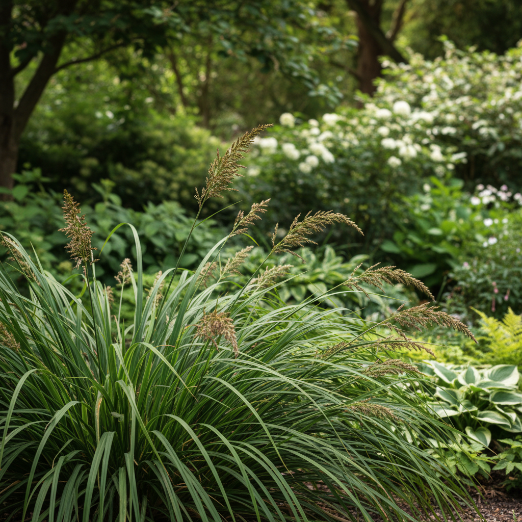 Spiny-headed Mat-rush in garden setting