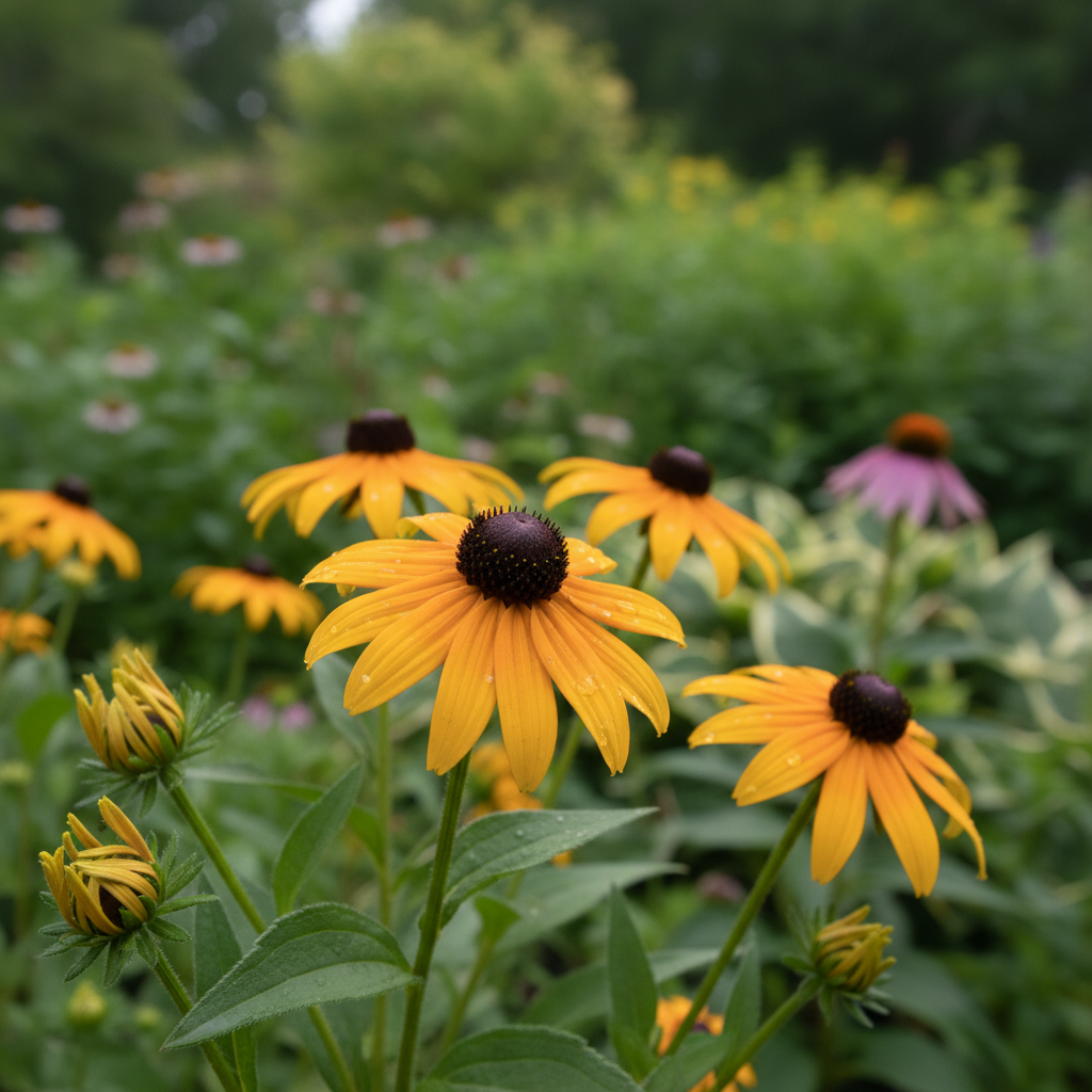 Black-eyed Susan in garden setting