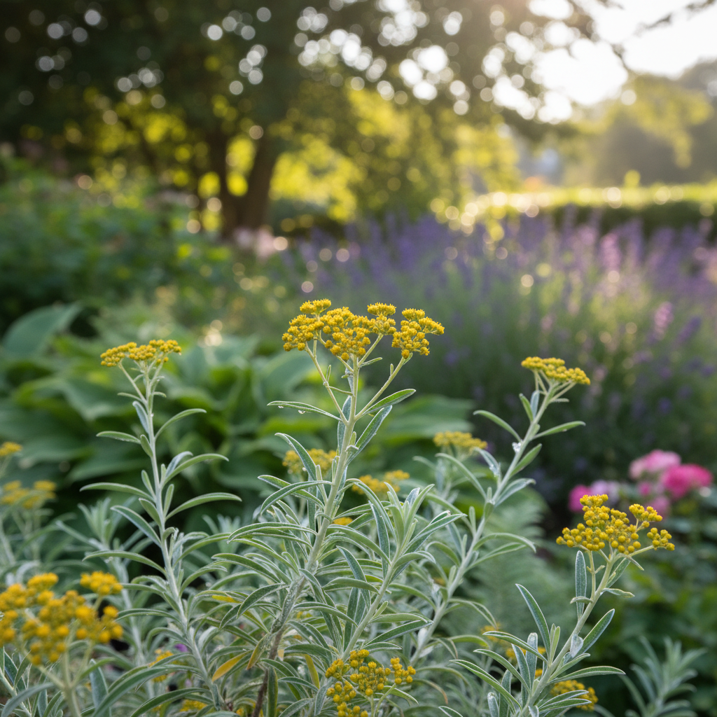 Curry plant in garden setting