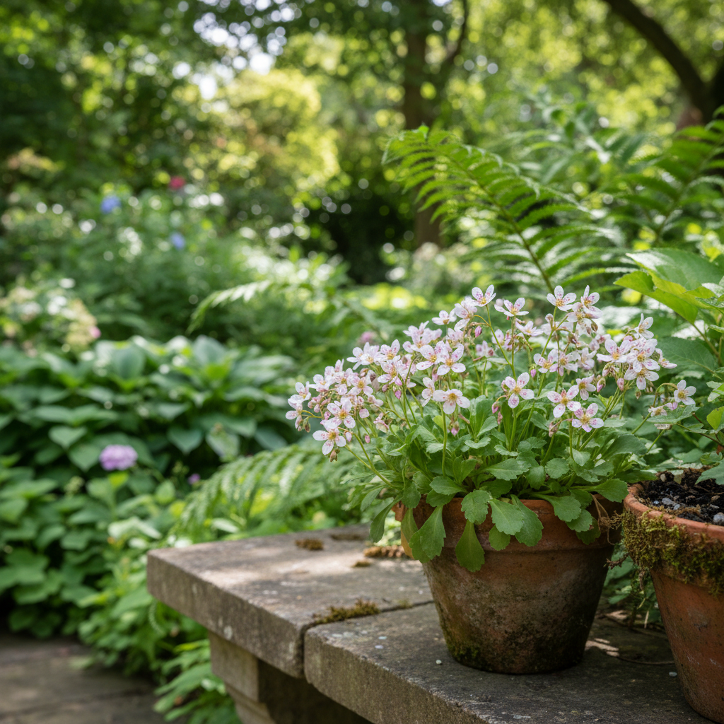 London Pride in garden setting
