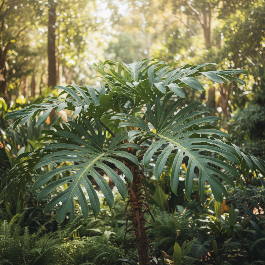 Split-leaf Philodendron in garden setting