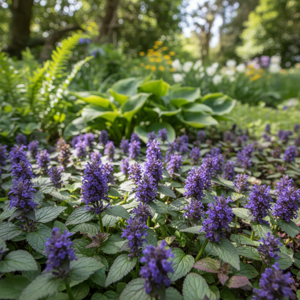 Bugle in garden setting