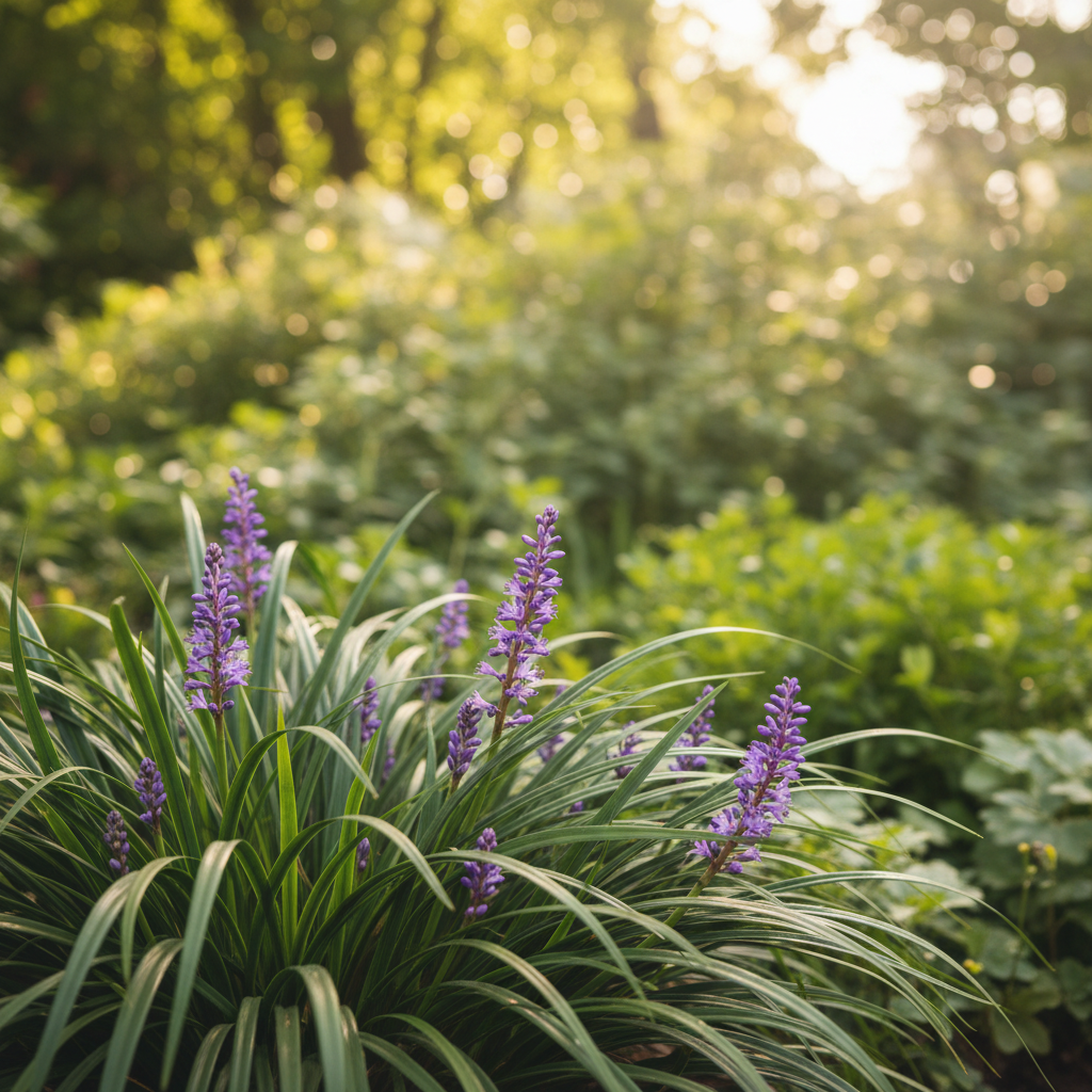 Lilyturf in garden setting