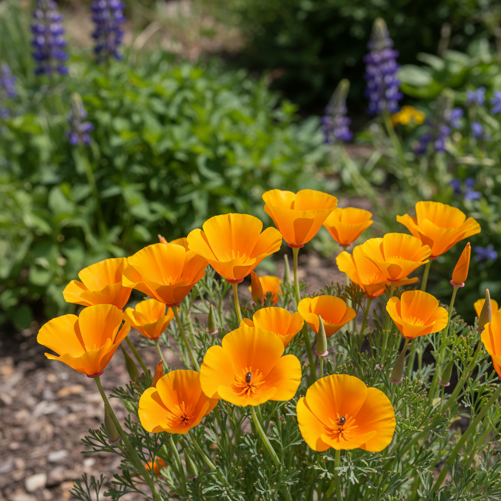 California Poppy in garden setting