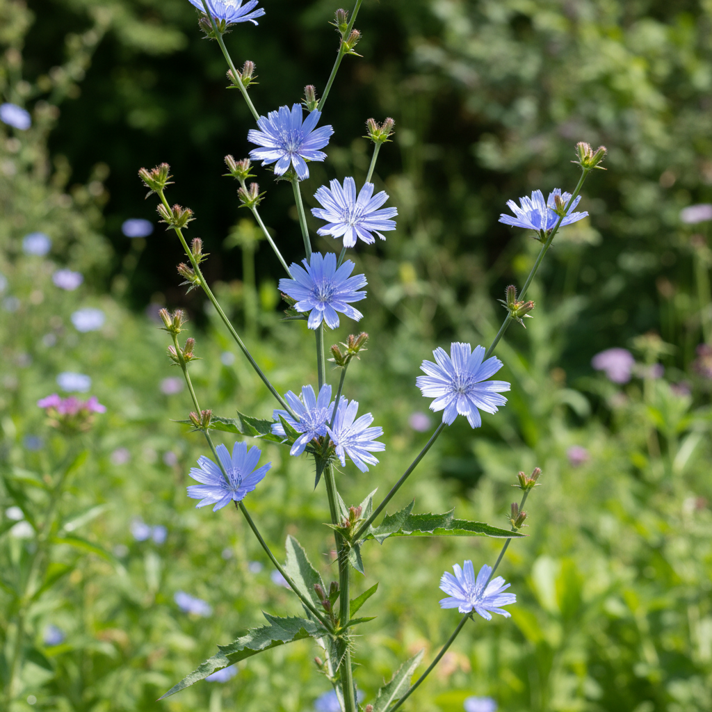 Chicory in garden setting