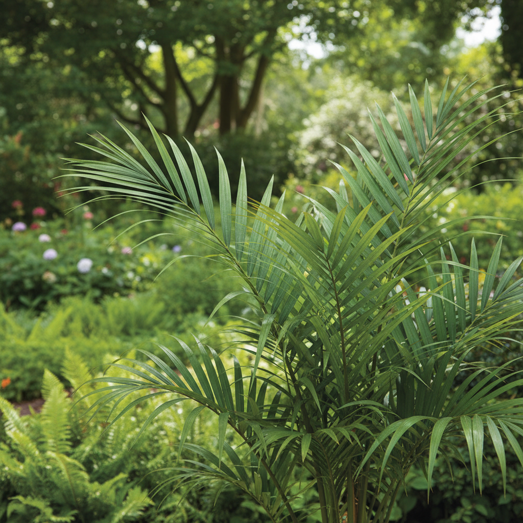 Parlour Palm in garden setting
