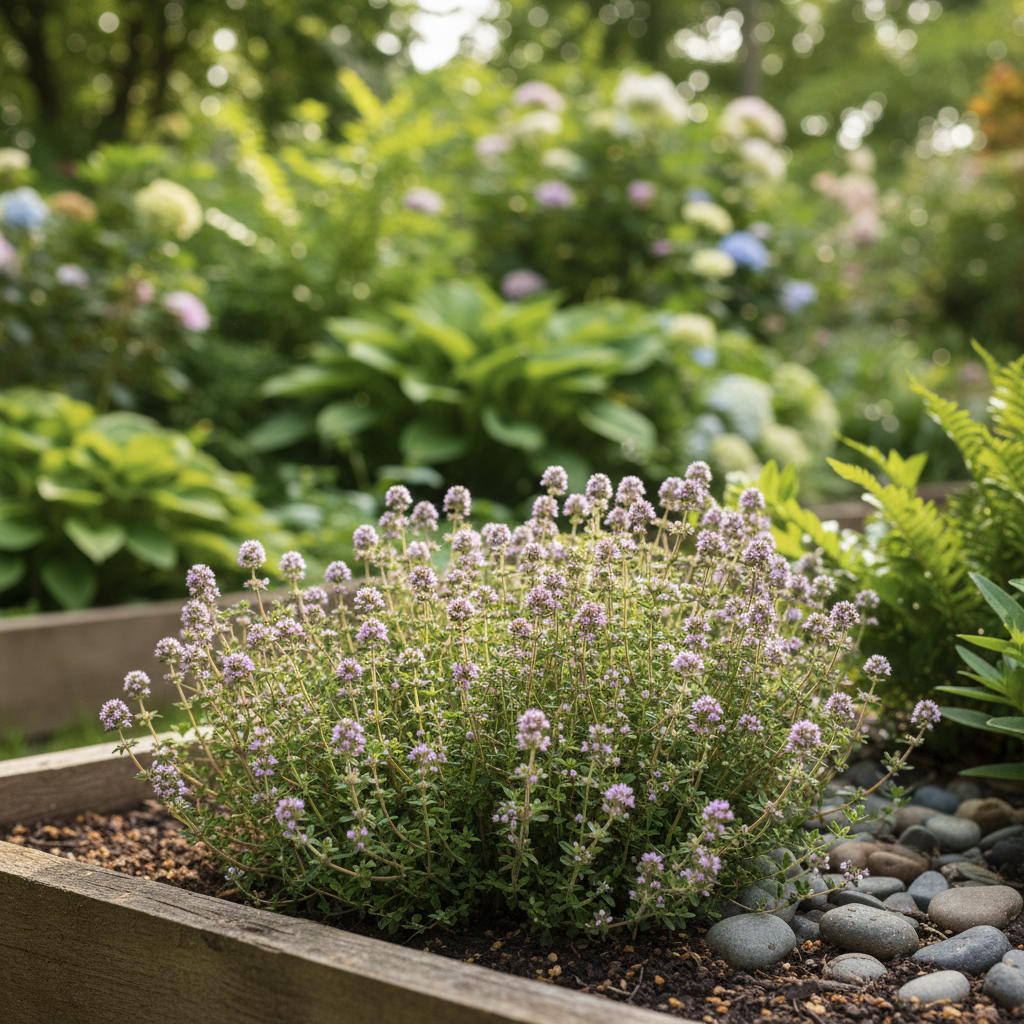 Thyme in garden setting