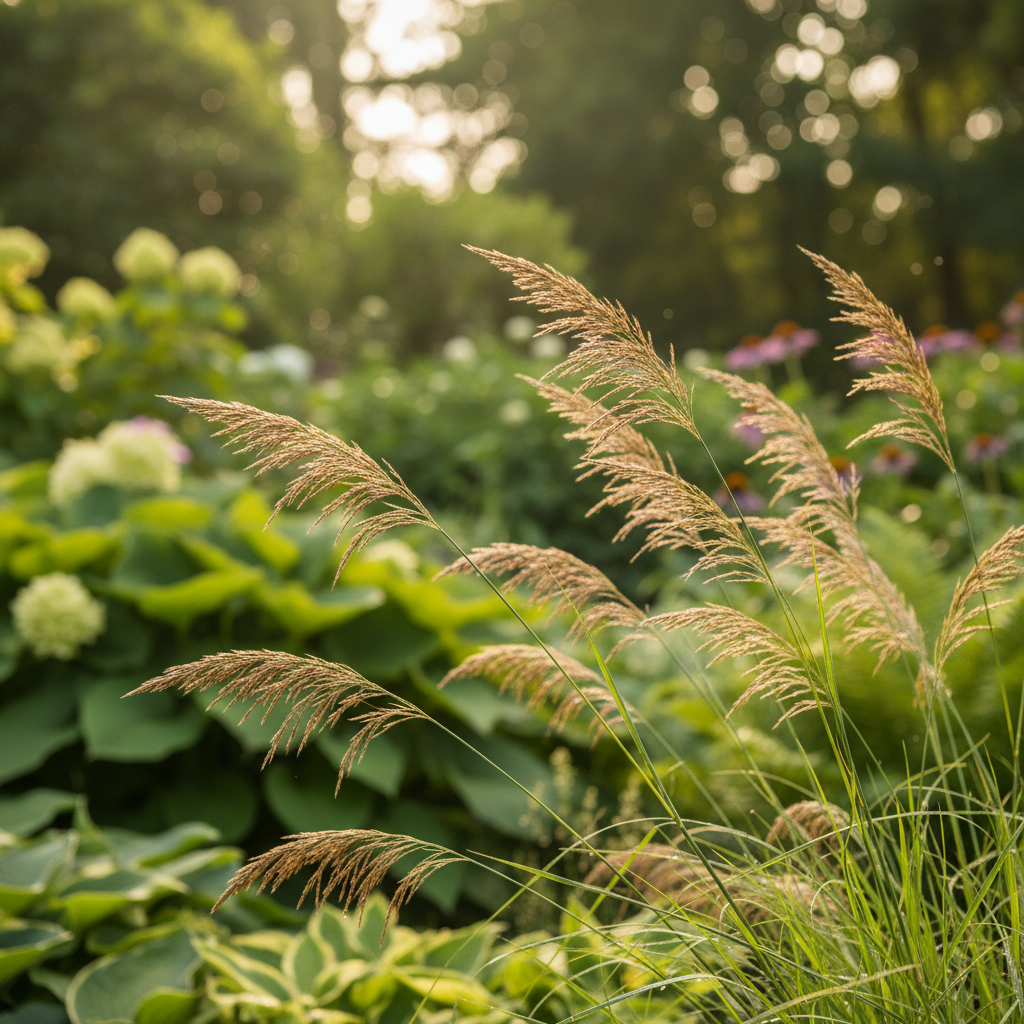 Switchgrass in garden setting