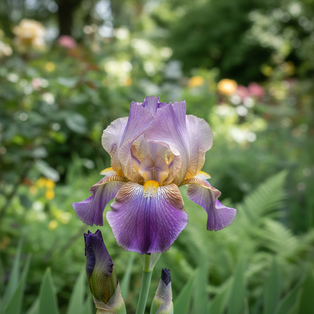 Bearded Iris in garden setting