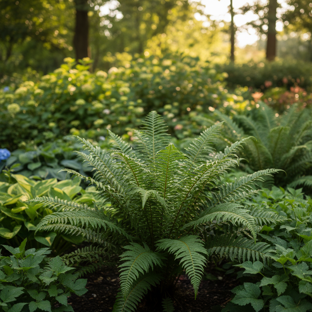 Boston Fern in garden setting
