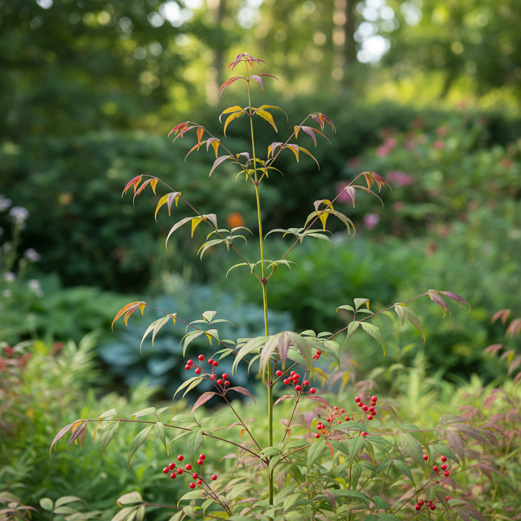 Heavenly Bamboo in garden setting