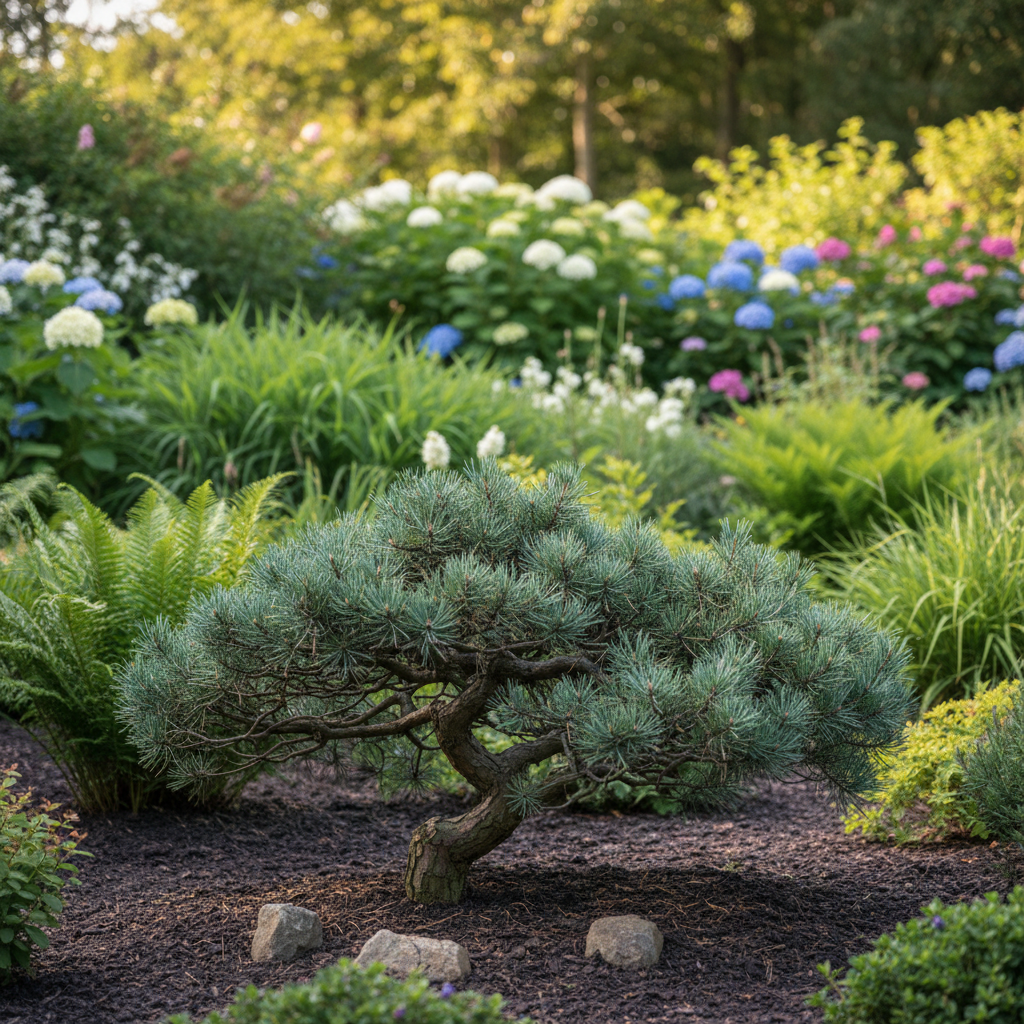 Dwarf Scots pine in garden setting