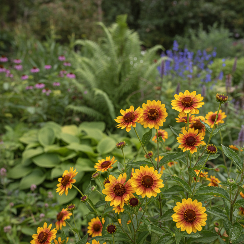 Sneezeweed in garden setting