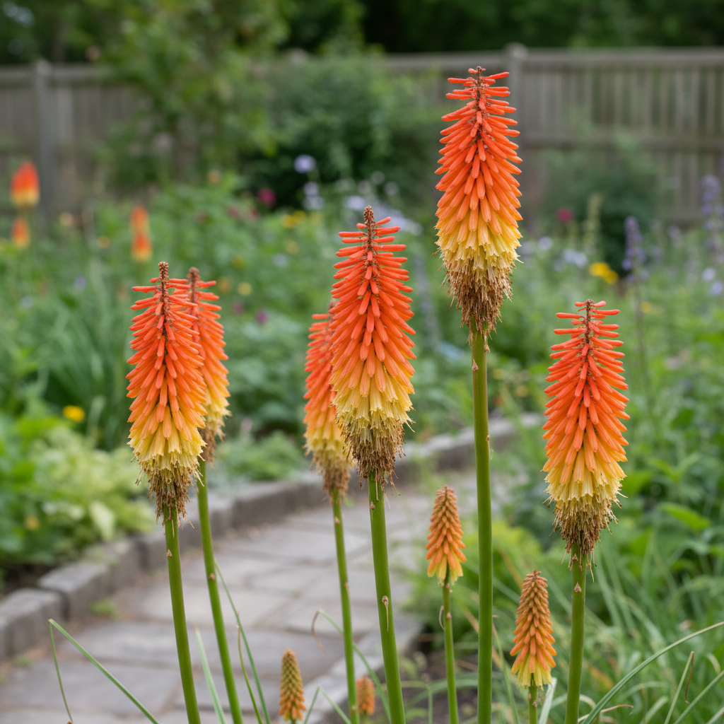 Red Hot Poker in garden setting