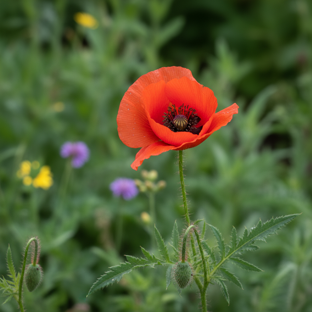 Common Poppy in garden setting