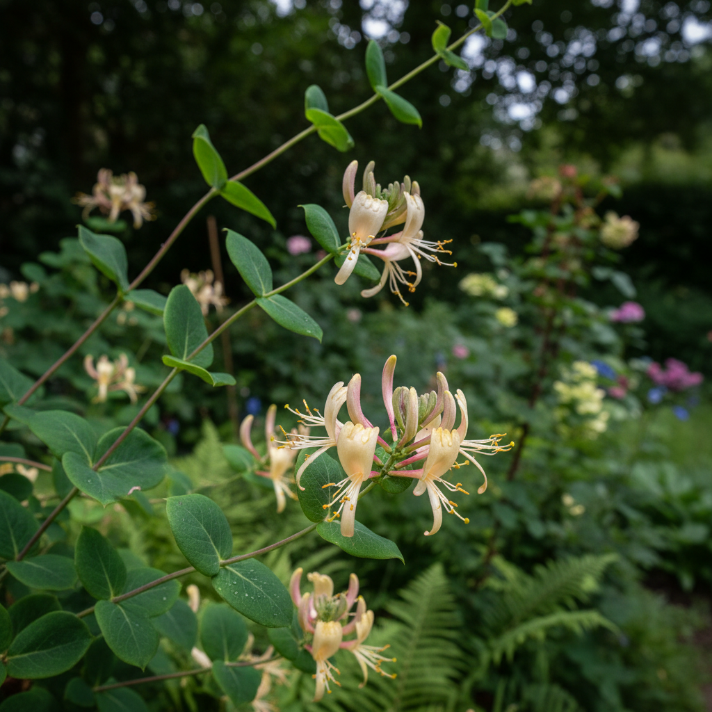 Honeysuckle ‘Heaven Scent’ in garden setting