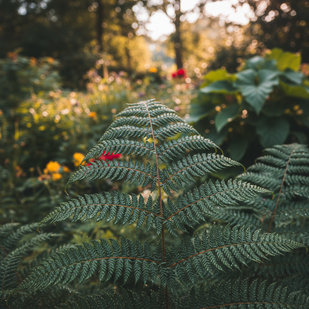 Wood Fern in garden setting
