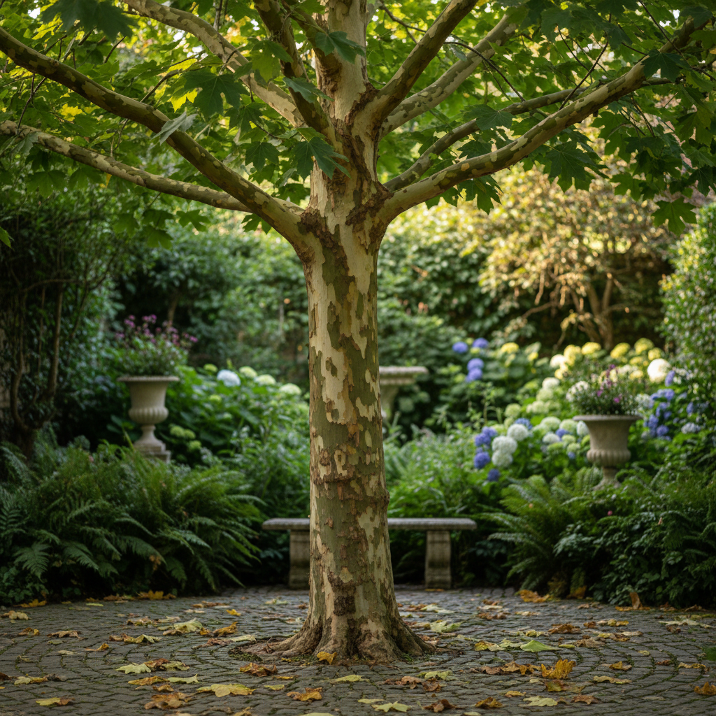 London Plane Tree in garden setting