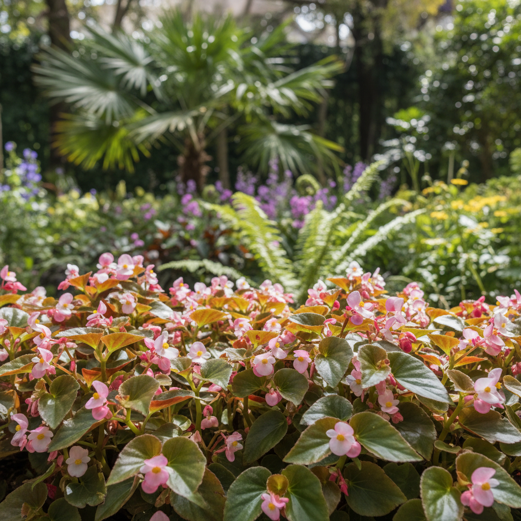 Wax Begonia in garden setting