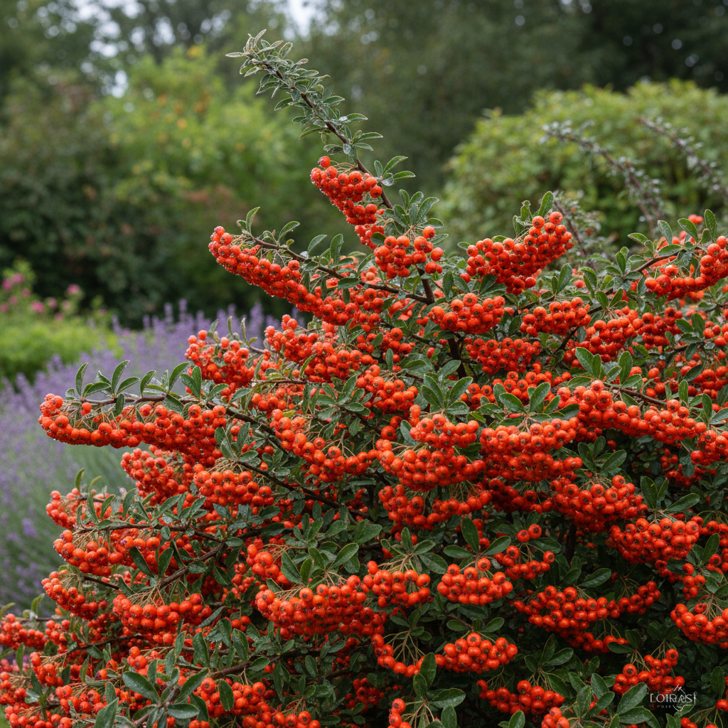 Scarlet Firethorn in garden setting