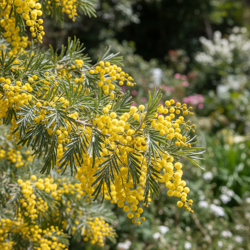 Silver wattle in garden setting