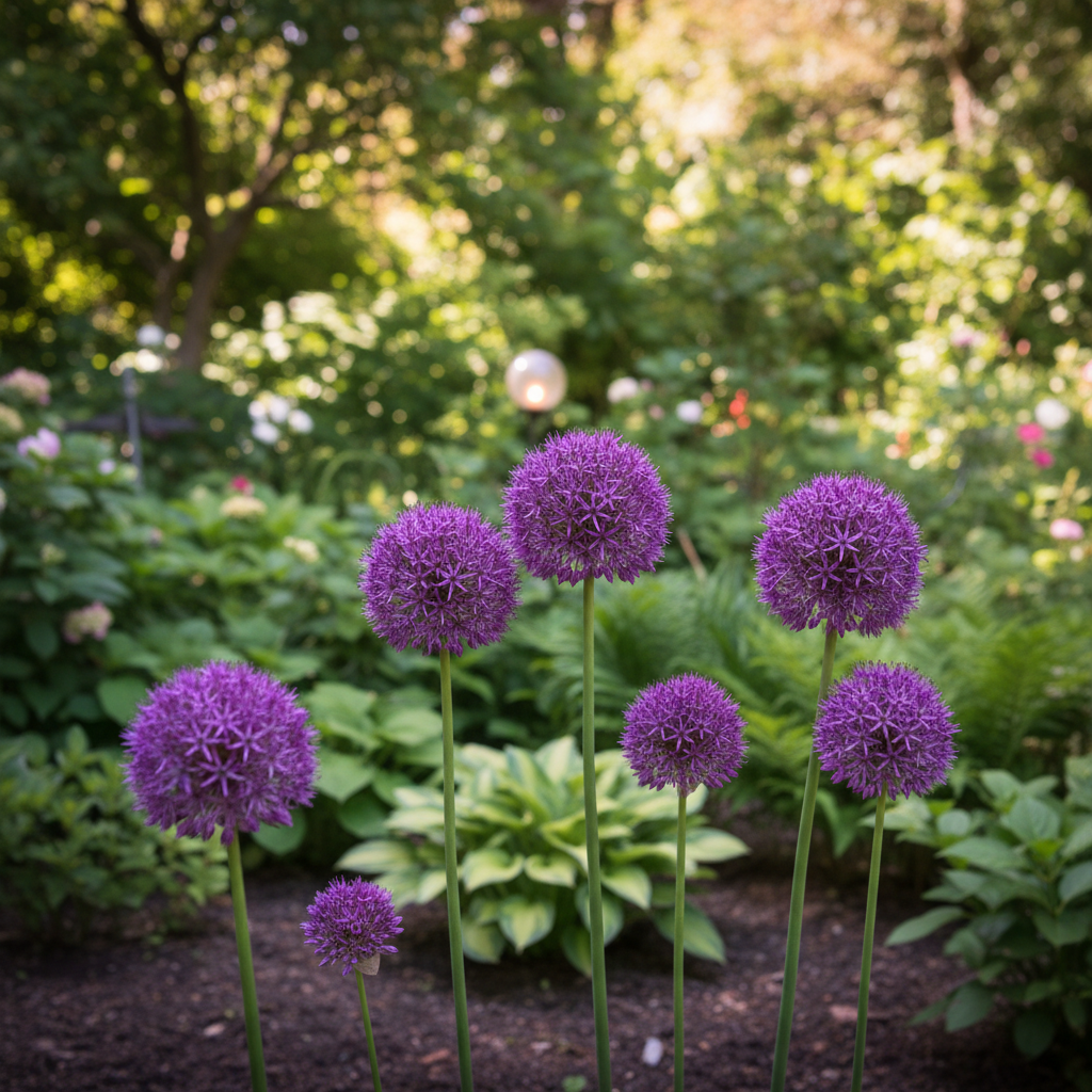 Giant Allium in garden setting