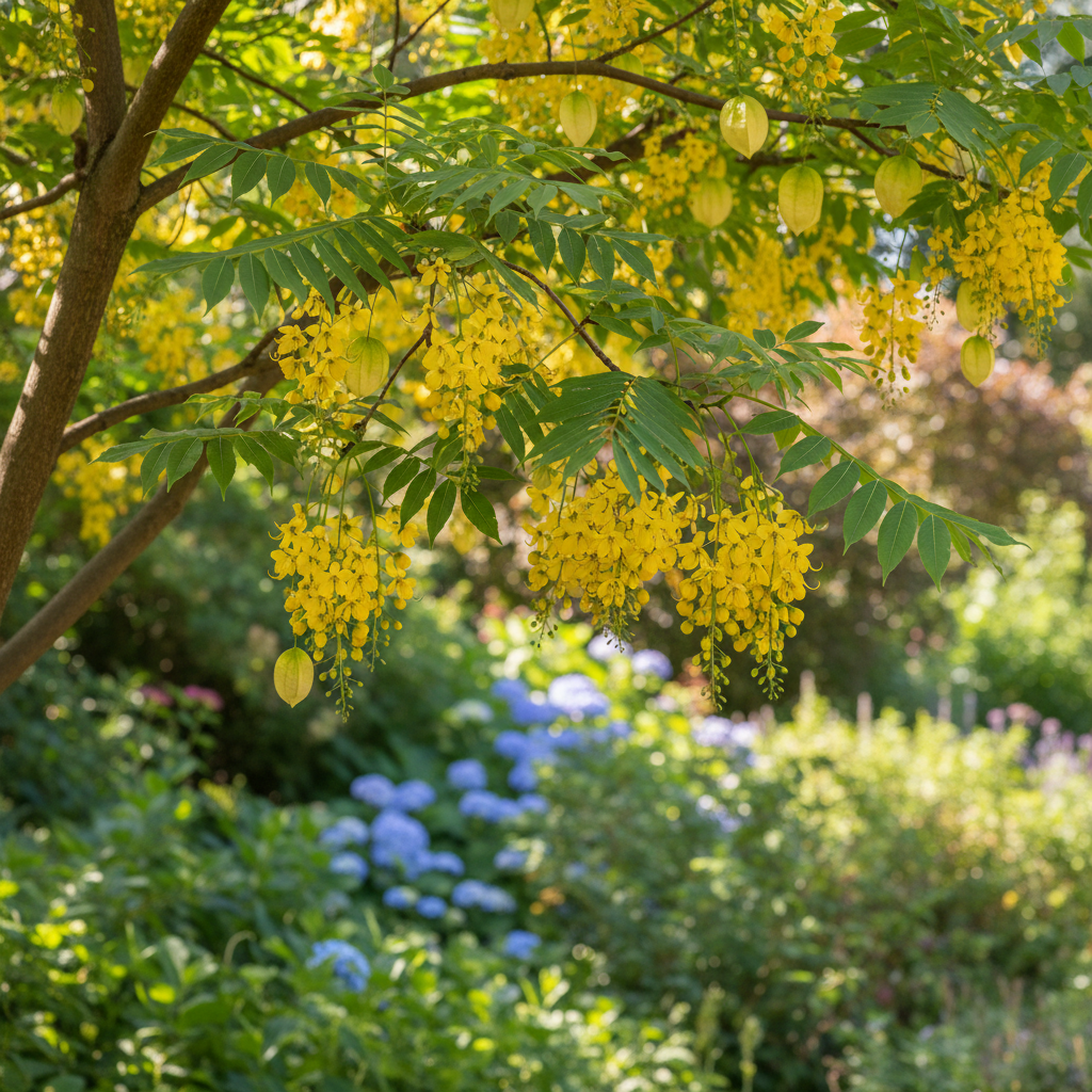 Golden Rain Tree in garden setting