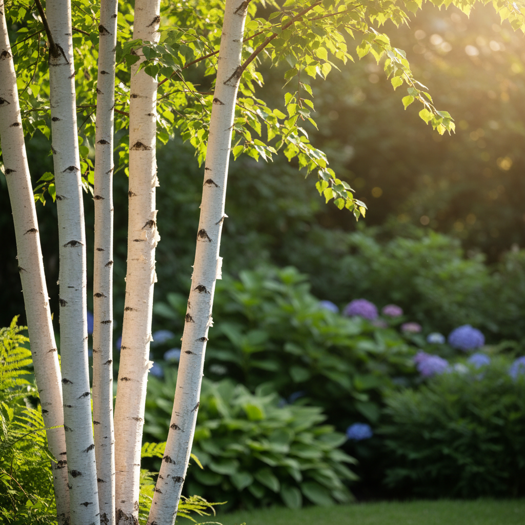 Himalayan Birch in garden setting
