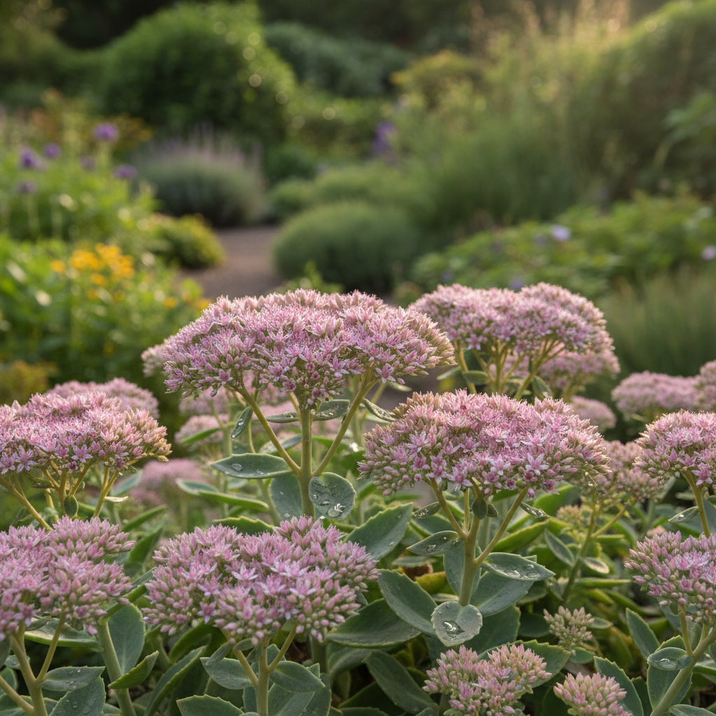 Showy Stonecrop in garden setting