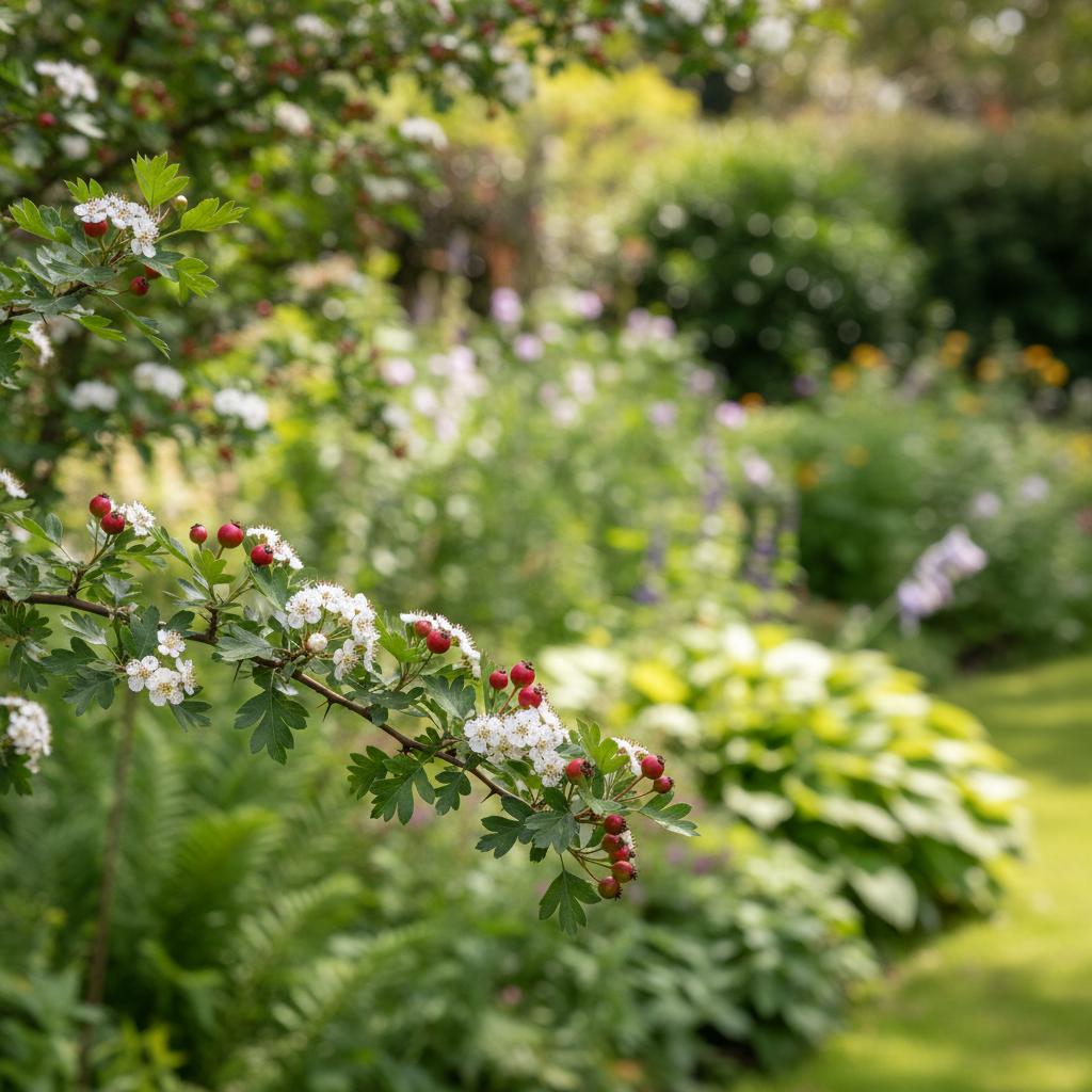 Hawthorn in garden setting