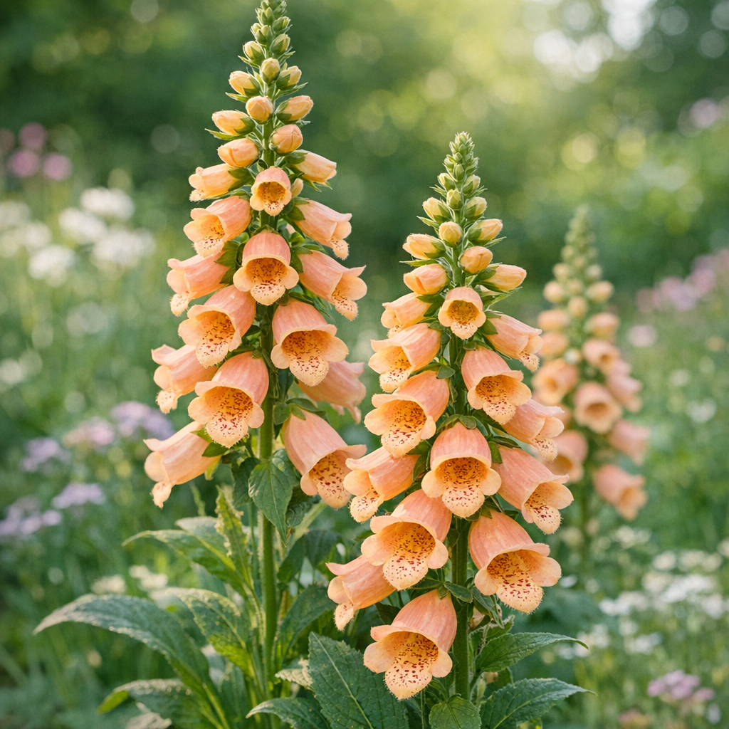 Apricot Foxglove in garden setting