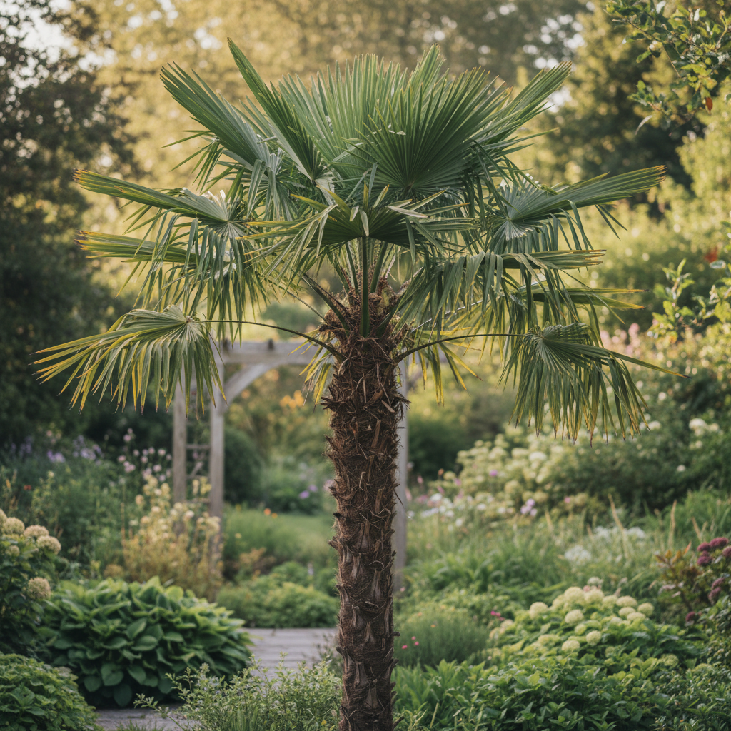 Windmill Palm in garden setting