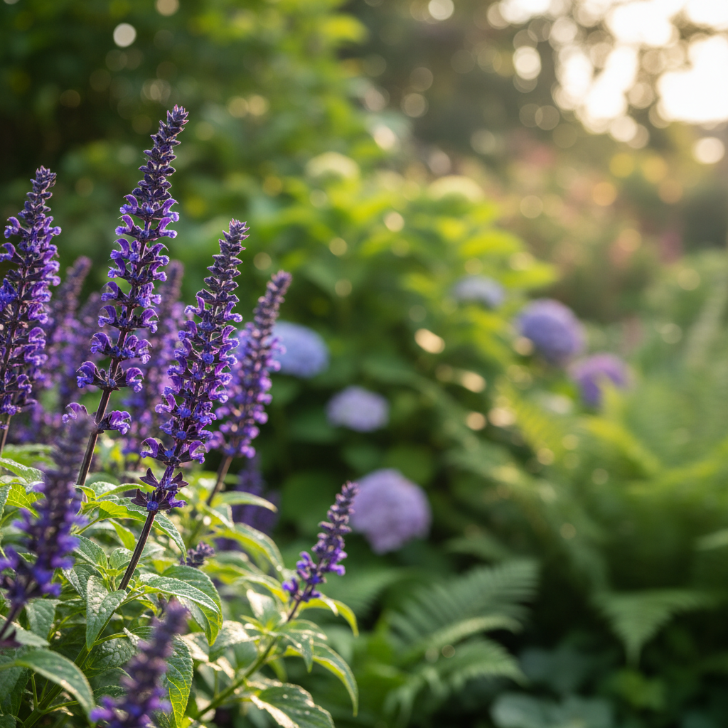 Salvia Caradonna in garden setting