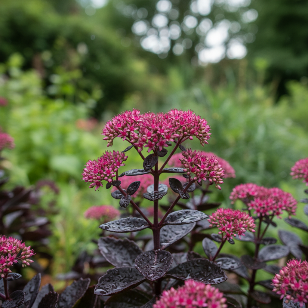 Orpine ‘Purple Emperor’ in garden setting