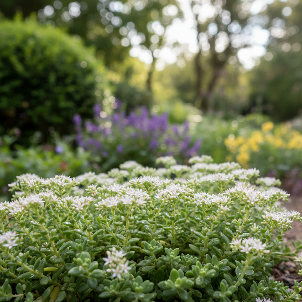 White Stonecrop in garden setting