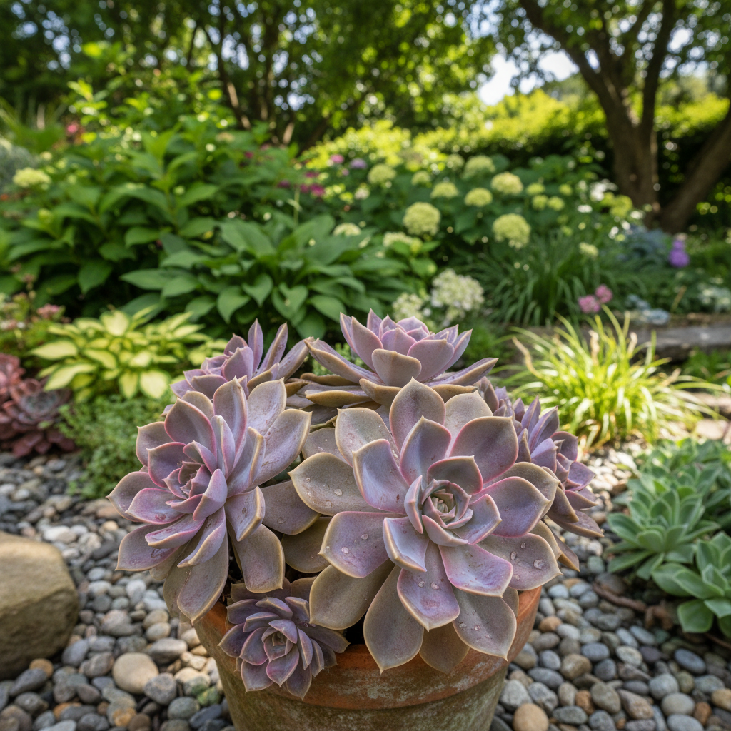 Echeveria in garden setting