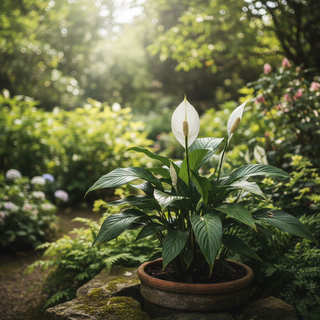 Peace Lily in garden setting