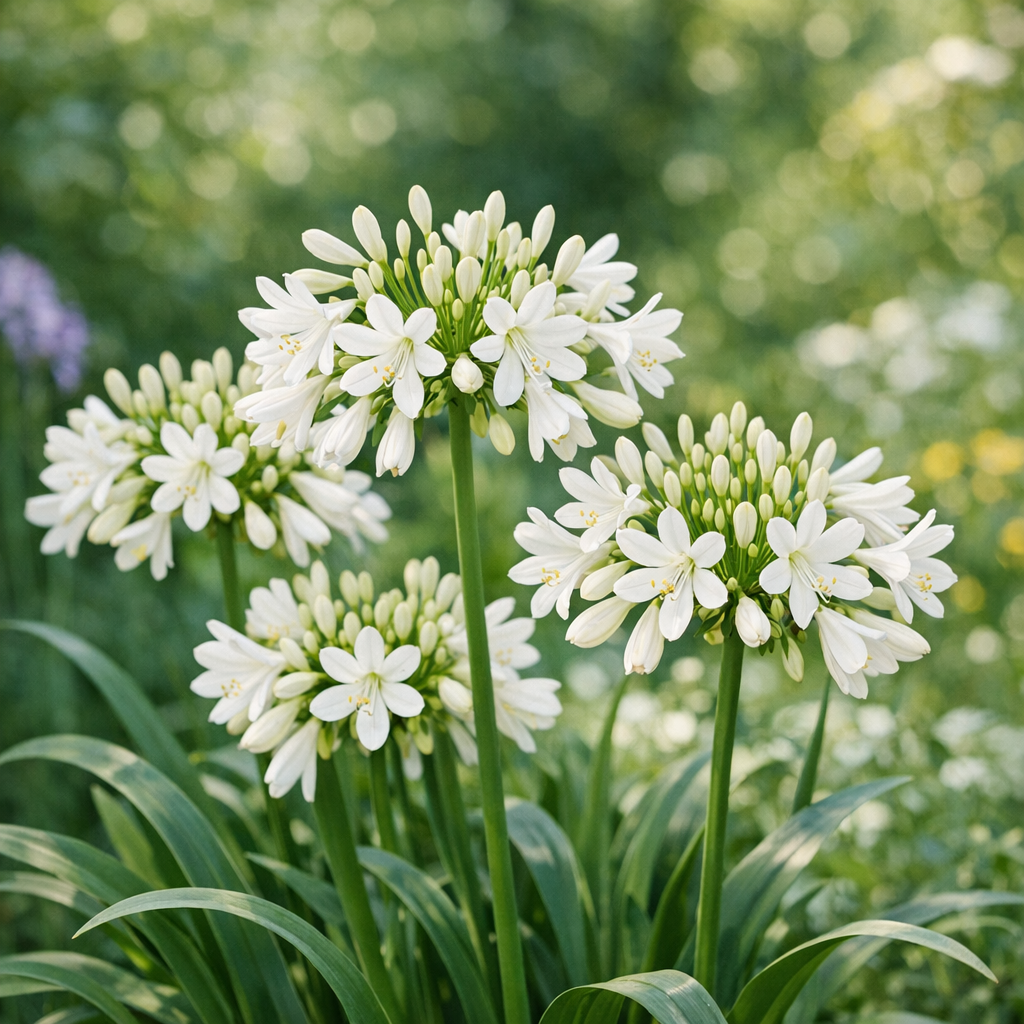 Agapanthus White Lily in garden setting