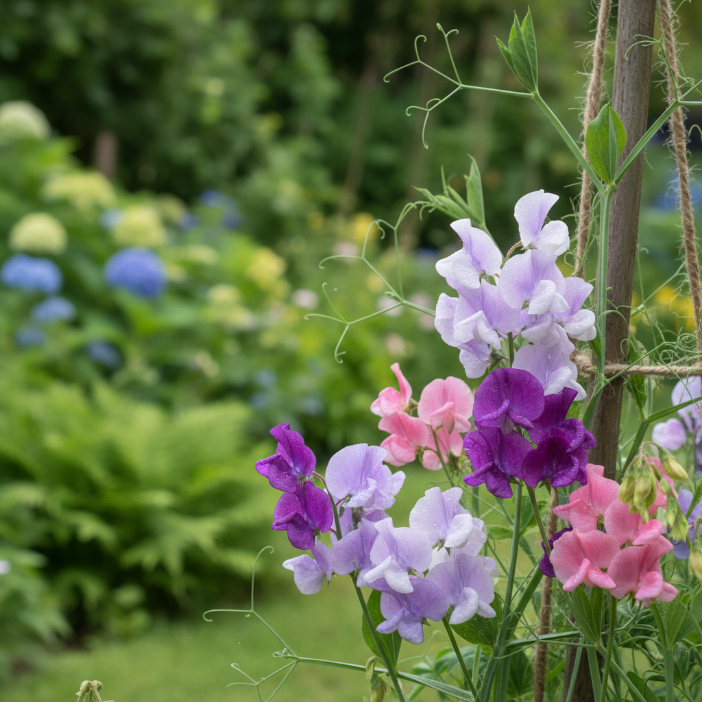 Sweet Pea in garden setting